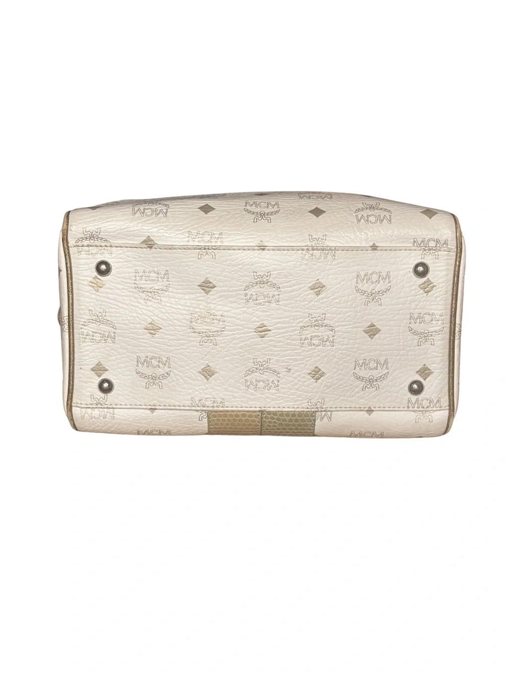 MCM Visetos Leather-Trimmed Boston Bag - Picture 5 of 9